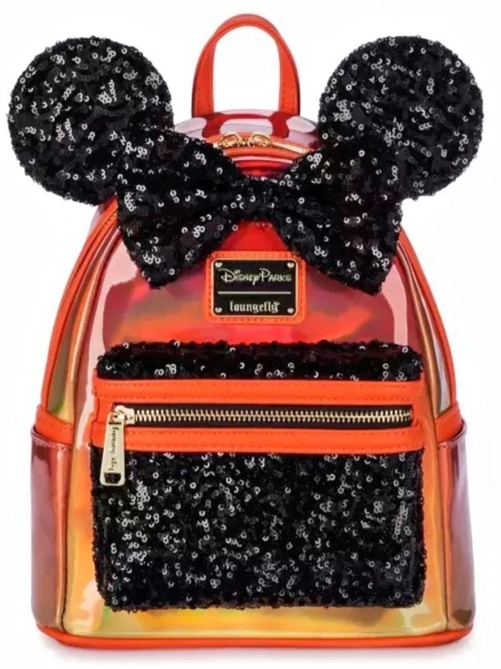 Loungefly Backpack - Halloween Minnie - Iridescent Yellow, Orange, Black Sequins